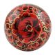 Maroon Black Floral Hand Painted Kashmiri Indian Cabinet Knobs